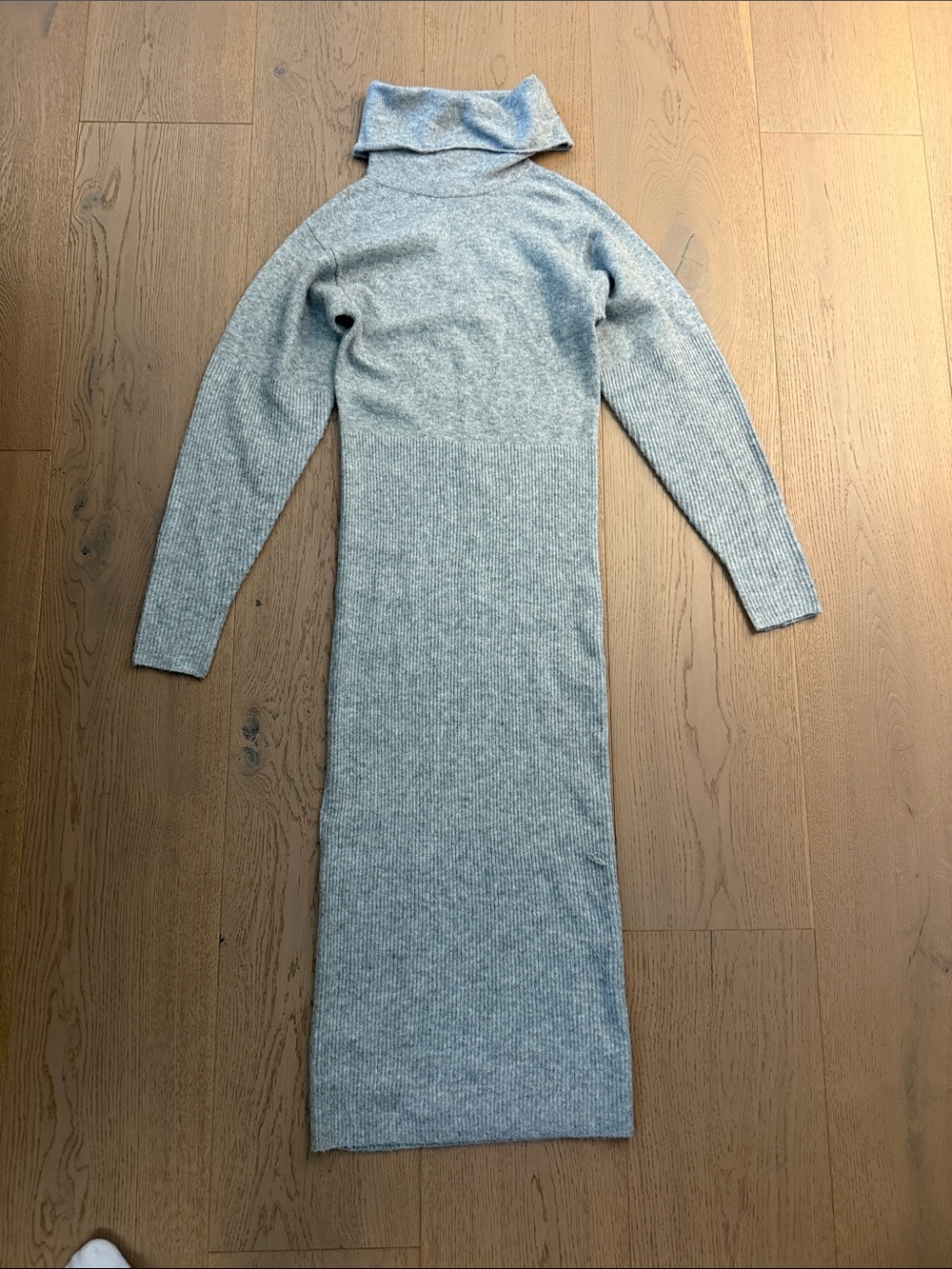 JLUXLABEL Gray Ribbed Turtleneck Sweater Dress